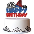 thumbnail image 1 of Pastel de cumpleaños de SpiderMan de Disney para niños, decoración con bandera de pastel de 1-9 años, regalo de fiesta de superhéroes, 1 of 4