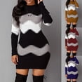 thumbnail image 3 of Vestido de manga larga con cuello alto para mujer, minivestido de punto acanalado, informal, elegante, cálido, otoño e invierno, 2022, 3 of 7