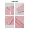 thumbnail image 5 of Womens Quarter Zip Pullover Sweaters Casual Collared V Neck Color Block Long Sleeve Loose Knit Fall Sweater Pink XL, 5 of 6