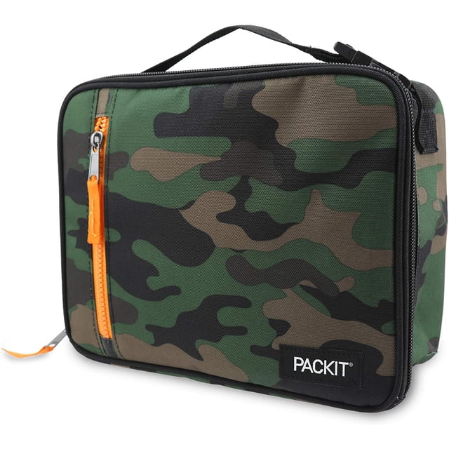 PackIt Boîte à Lunch Classique Congelable, Camo, avec Technologie EcoFreeze, Pliable, Réutilisable, Fermeture Éclair avec Poche avant Zippée et Poignée à Boucle, Parfait pour les Déjeuners