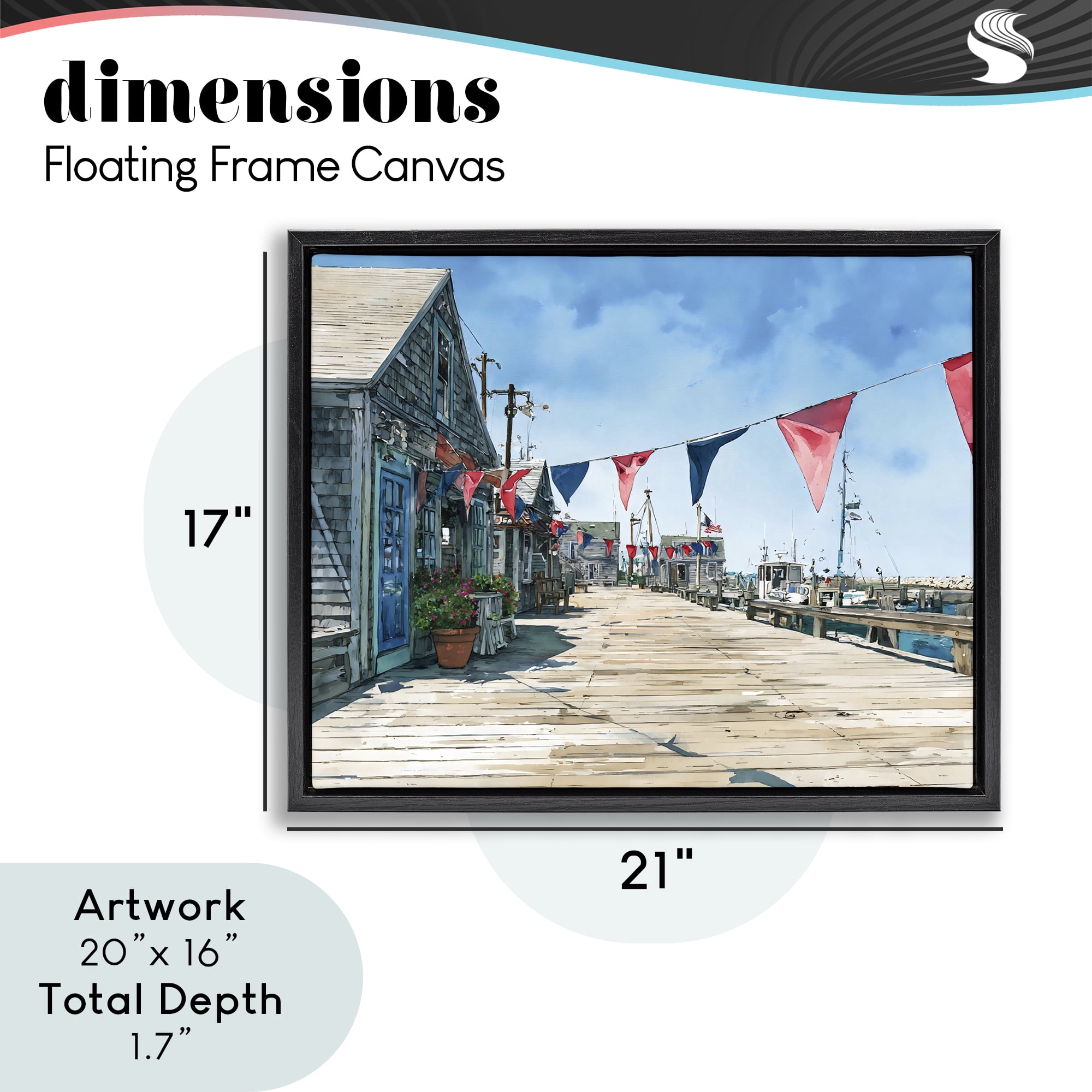 Stupell Industries Seaside Fishing Wharf Black Framed Floater Canvas Wall Art, design by Franklyn Gregory