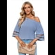 thumbnail image 1 of Blusa Informal con Hombros Descubiertos y Panel de para Mujer, Mangas 3/4 Acampanadas, Azul, Talla M, 1 of 9