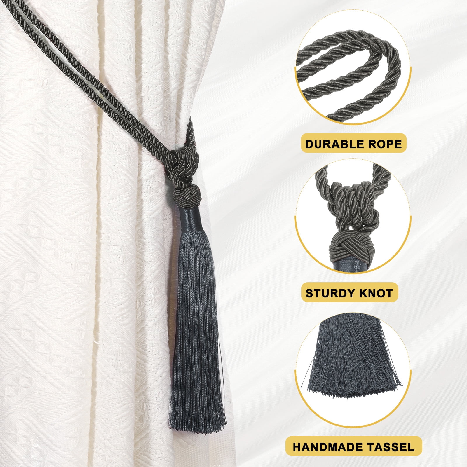 Unique Bargains Handmade Elegant Curtain Tiebacks Tassel Home Decor Dark Gray 4 Pcs