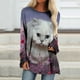 thumbnail image 2 of Blusa de manga larga con cuello redondo para mujer, camisetas informales con estampado de animales Pompotops  FGAJ781, 2 of 5