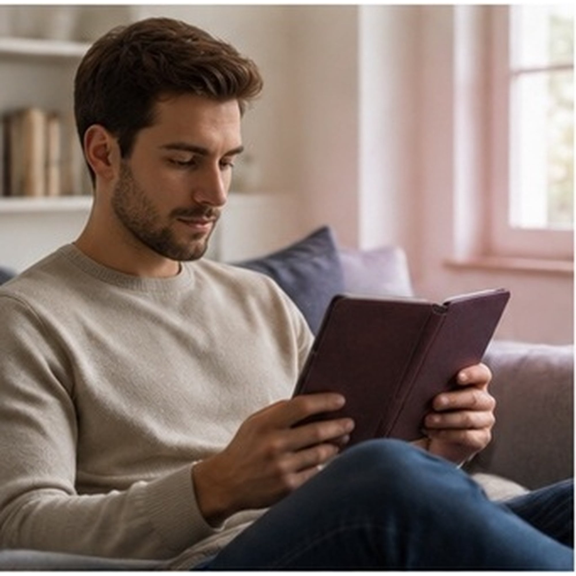 OFFIGAM Slim E-Book Reader Case Coffee Color with Lightweight Breathable PU and Scratch Protection