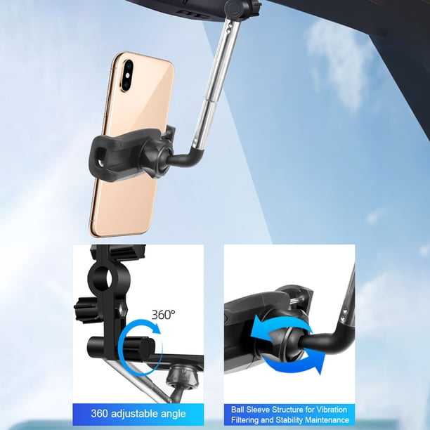 Soporte para teléfono con espejo retrovisor de 360 °, espejo retrovisor del coche, soporte para teléfono Universal giratorio de 360 grados, 2 uds.