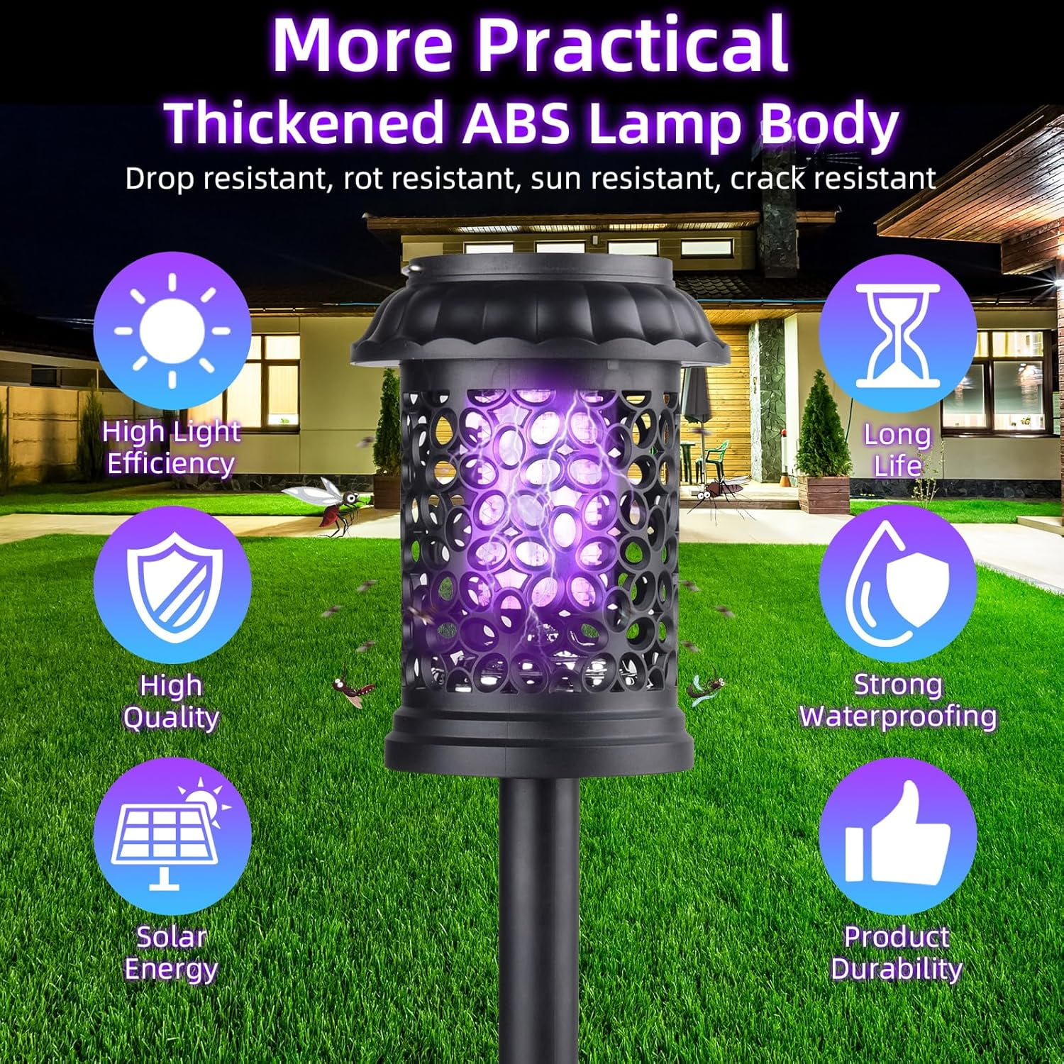 4 Pack Upgraded Solar Bug Zapper in Black, Outdoor Mosquito Repellent for Patio and Garden, Waterproof Insect Killer