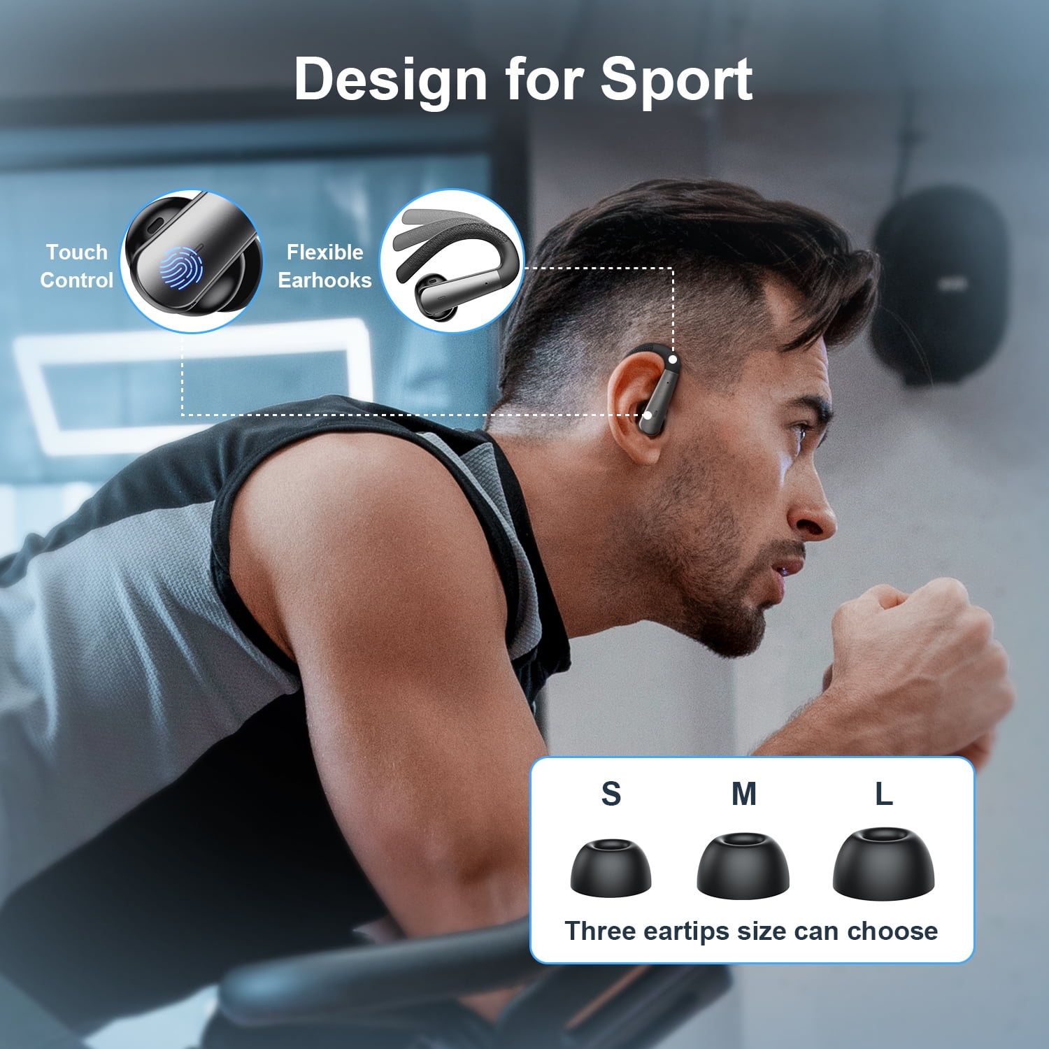 (2 pack) New Bee Bluetooth Earbuds Wireless IPX6 Waterproof over-Ear Stereo Bass Earphones for Sports/Workout
