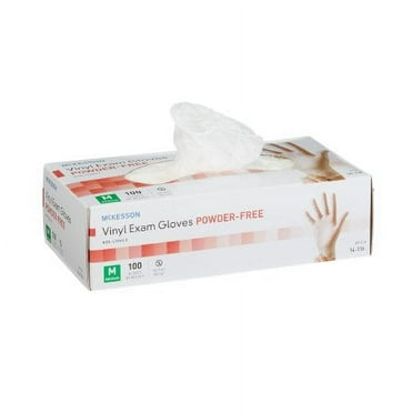 McKesson Clear Vinyl Exam Gloves , 14-116, Powder-Free, Size Medium - Box of 100