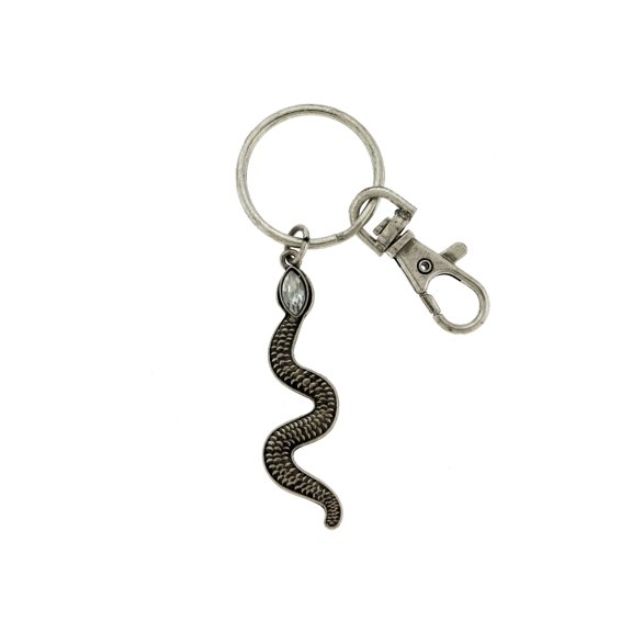 Silver-Tone Snake Key Chain With Rhinestone Accent And Trigger Snap KEKC22XXTA