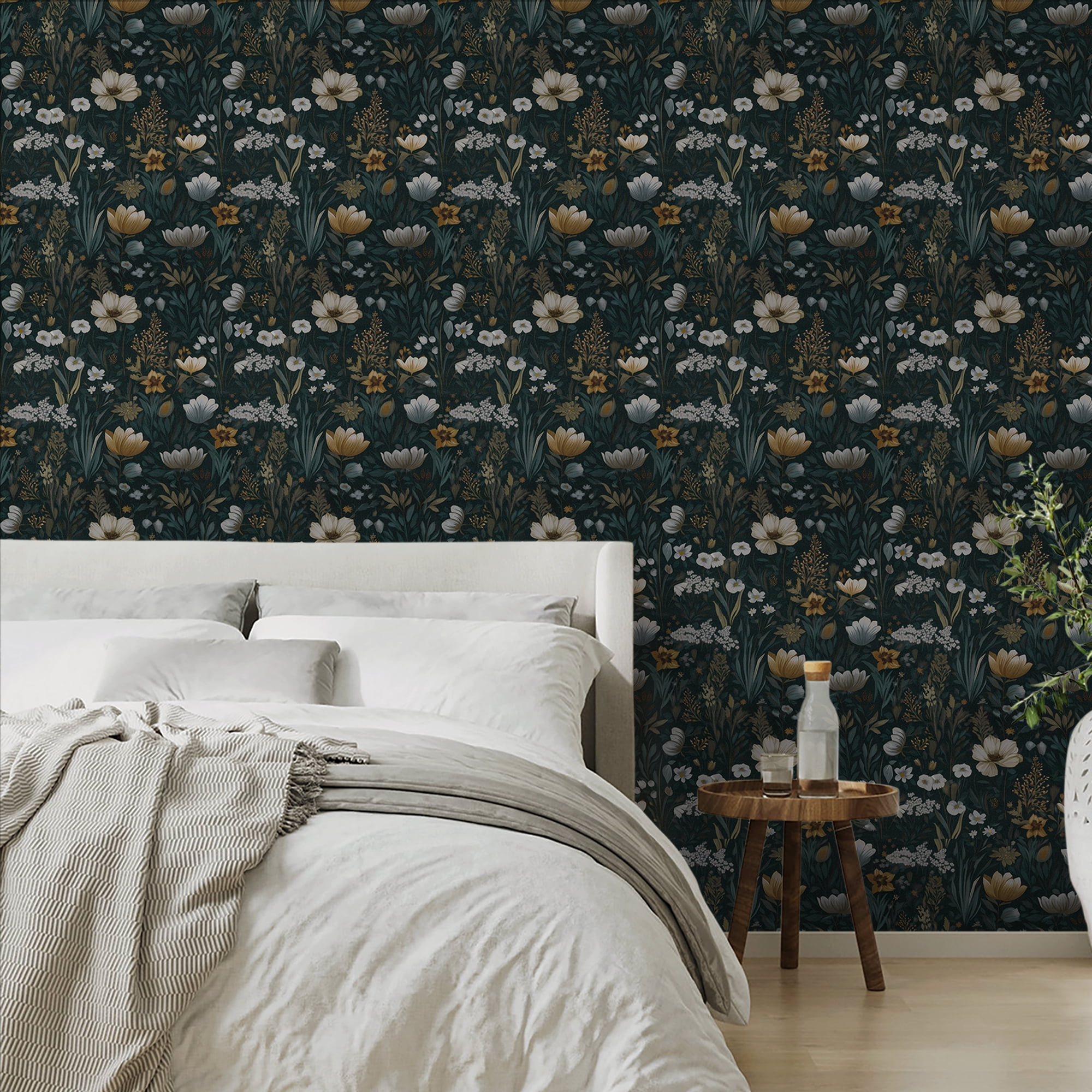 UMIGGEE Floral Wallpaper Peel and Stick Floral Wallpaper 17.3-in x 118-in Self Adhesive Flower Wall Paper Contact Paper Home Decor Wall Covering Old Furniture Renovation