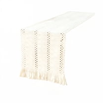 AUQ Macrame Table Runner with Tassels 72 Inches Long Cream Table Runner for Farmhouse Home Decor Table Runner for Bohemian Dining Bedroom Decor Rustic Bridal Shower (12X72 Inches)