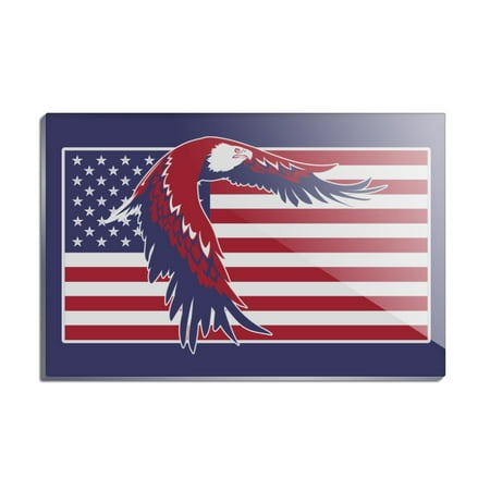 

Patriotic Red White And Blue American Bald Eagle Over USA Flag Rectangle Acrylic Fridge Refrigerator Magnet