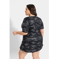 thumbnail image 4 of CASSIE LIZ Plus Size Womens Tops 4X Summer V Neck Shirts Black Camo Fashion Short Sleeve Tee Loose Fit Tunics Spring Blouses Casual Slit Hem Pullovers 4XL 24W 26W, 4 of 7