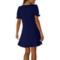 thumbnail image 6 of Pejock Women's 2023 Summer Casual Beach Dresses V Neck Short Sleeve Party Club Mini T Shirt Dress Sun Dress Dark Blue S (US Size: 4), 6 of 6