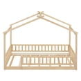 thumbnail image 3 of Tamaño doble cama de madera casa cama marco con cerca, para niños, adolescentes, niñas, niños, 3 of 5