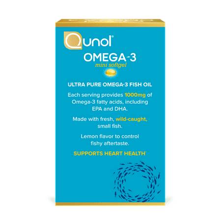 Qunol Mini Omega-3 Fish Oil (120 count) Heart Health Support with 1000mg of Wild Caught Omega-3 Fatty Acids (Including EPA & DHA)
