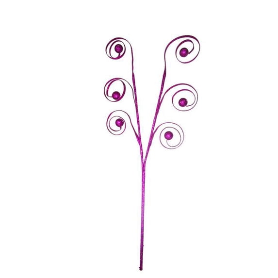 22 in. Pink Flat Ribbon Pick with Pink Glitter - Pack of 3