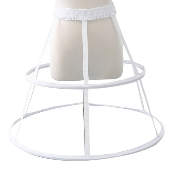 Women Girls Elastic Waistband Adjustable Pannier Petticoat White Black 2 Hoop Ca