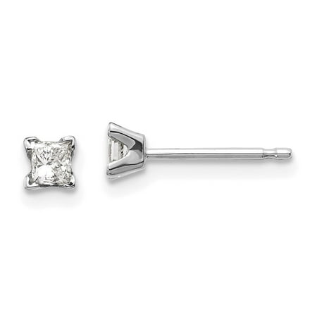 Diamond2Deal 14k White Gold AA Quality Complete Princess Cut Diamond Earrings