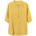 thumbnail image 2 of Ashirexll Short Sleeve Shirts for Women, Womens Summer Tops, Linen Embroidered 3/4 Sleeve Vintage Round Neck T-Shirt, 2 of 6