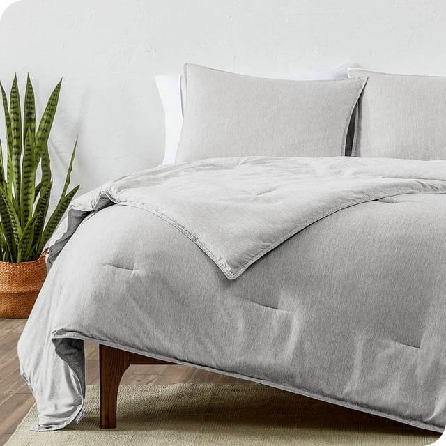 Bare Home Goose Down Alternative Comforter Set - 3 Piece Set - Full/Double, Heathered Pewter