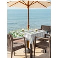 thumbnail image 3 of Outdoor Tablecloths with Umbrella Hole & Zipper, Spring Plants 60x60 Inch Square Tablecloths, Watercolor Leaves Birds Flowers Gray Plaid Waterproof Table Cloth, Patio/Pool/Picnic Table Covers, 3 of 8
