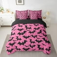 thumbnail image 2 of jejeloiu Spooky Bats Twin Bedding Sets 7-Piece,Halloween Theme Bedding Comforter Set,Pink Black Sheet Sets For Girls,Lightweight Room Decor Reversible, 2 of 8