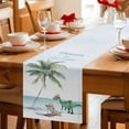 thumbnail image 4 of Coastal Cotton Linen Table Runner for Dining Kitchen, Summer Beach Nautical Ocean Palm Tree Wedding Outdoor Party Tablerunners Decoration, Dresser Scarf Coffee Tablecloth Runners 13x108 Inches, 4 of 8