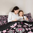 thumbnail image 4 of Feelyou Cute Bowknot Skull Full Size Comforter Sets, Pink Leopard Bow Print Bedding Comforter Set, Black Reversible, 3-Piece, 1 Comforter and 2 Pillowcases, 4 of 7