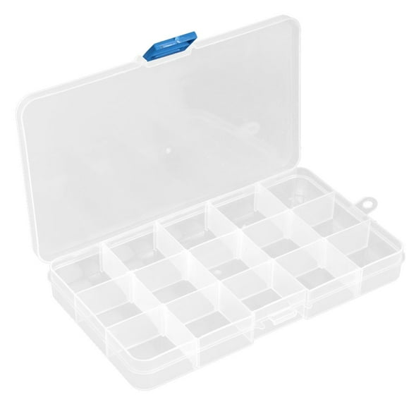 MesaSe 15 Grids Clear Fishing Tackle Box Fishing Box Plastic Tackle Box (15 Slots) Fishing Tools