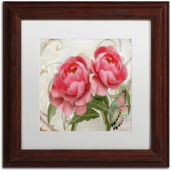 Trademark Fine Art "Apricot Peonies I" Canvas Art by Color Bakery White Matte, Wood Frame
