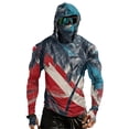 thumbnail image 3 of Men's Patriotic American Flag Fishing Hoodie with Built-in Face Mask and Thumbhole Cuffs Featuring UPF 50+ Sun Protection Long Sleeve Shirt for 4th of July Memorial Day Light Blue XXXL, 3 of 9
