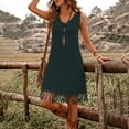 thumbnail image 4 of MORTTIC Women's Solid Color Bohemian Sleeveless V-Neck Dress - Elegant Tassel Detail Dress for Beach & Summer, 4 of 7