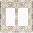 thumbnail image 2 of Metal Light Switch Plate Outlet Cover (Damask Ornament Tan Pattern - Double Rocker), 2 of 2