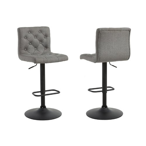 Adjustable Height Button Tufted Fabric Bar Stool Grey Set Of 2 Walmart Com Walmart Com