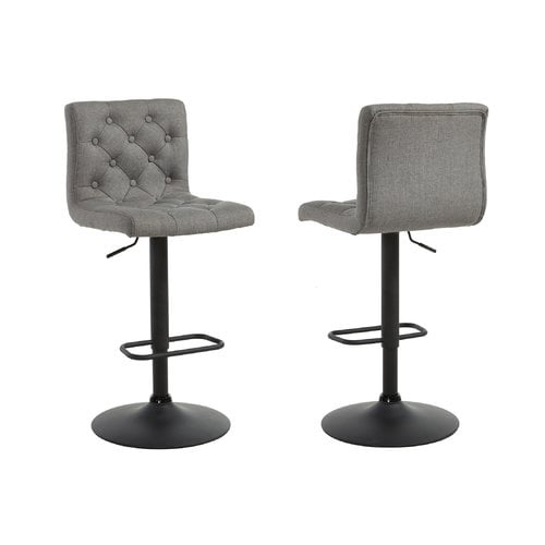 Adjustable Height On Tufted Fabric, Gray Fabric Swivel Counter Stool