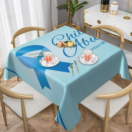 

Child Abuse Prevention Awareness Month Square Tablecloth Washable Table Cloth Decorative Table Cover for Wedding Party Dining Festival 60 x60