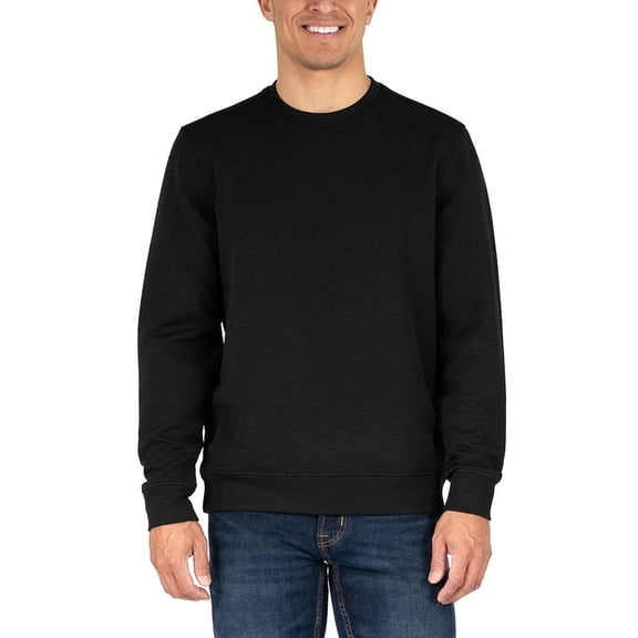 Gerry Men’s Textured Crewneck Sweater, Midweight 4-Way Stretch Pullover (Black, Large)