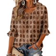 thumbnail image 2 of 3/4 Length Sleeve Womens Tops Fall Loose Work Puffy Sleeves Blouses Summer Elegant Casual Loose Work Plus Size Flowy Ruffle Fashion Office Dress Shirt, 2 of 7
