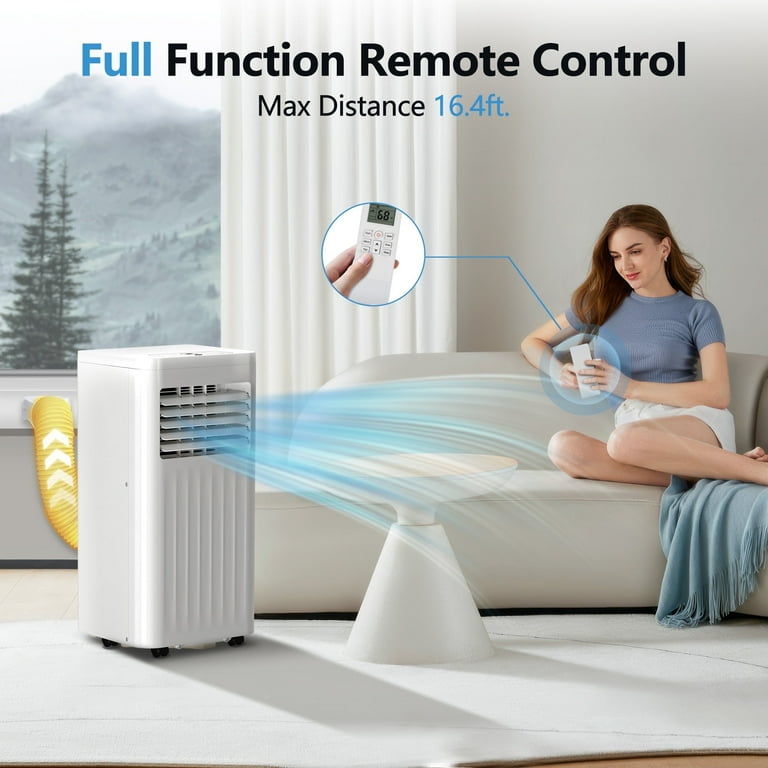 Auseo 8000BTU Portable Air Conditioner, Cooling 250 Square Feet, Dehumidifier/Fan/Cooler, White