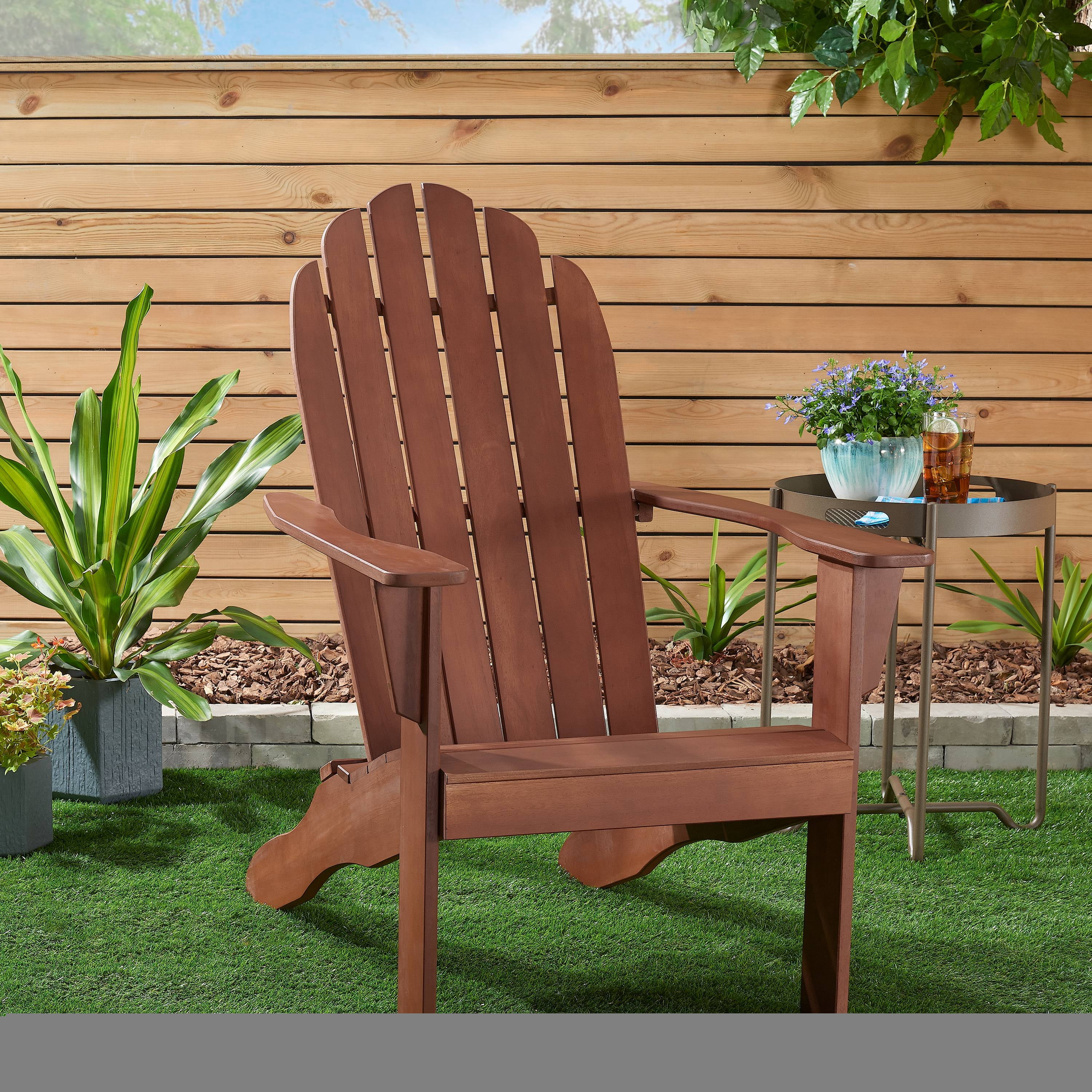 Mainstays Wooden Outdoor Adirondack Chair, Natural Finish, Solid