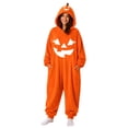 thumbnail image 2 of Yellow Plush Hooded Costume for Adults Polyester Pumpkin Print Hooded Oversized Onesie Pajamas Soft Cozy Funny Party One Piece Jumpsuit 2026 S, 2 of 7