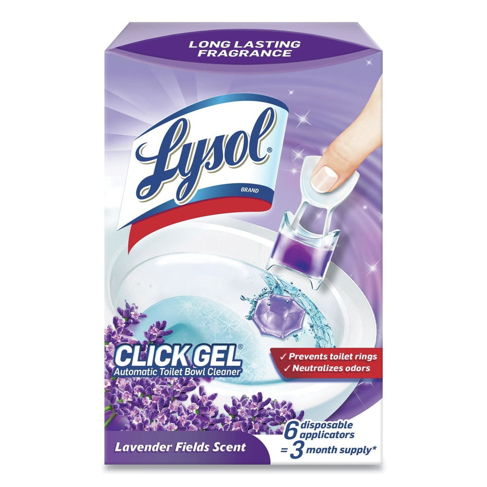 (4 pack) (4 pack) Lysol® Click Gel Automatic Toilet Bowl Cleaner, Gel Toilet Bowl Cleaner, For Cleaning and Refreshing, Brand New Day – Lavender Fields Scent, 6 applicators