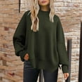 thumbnail image 2 of WEAIXIMIUNG Red Oversized Sweater Women Women's Crewneck Batwing Long Sleeve Sweaters 2024 Fall Oversized Ribbed Knit Side Slit Pullover Tops, 2 of 5