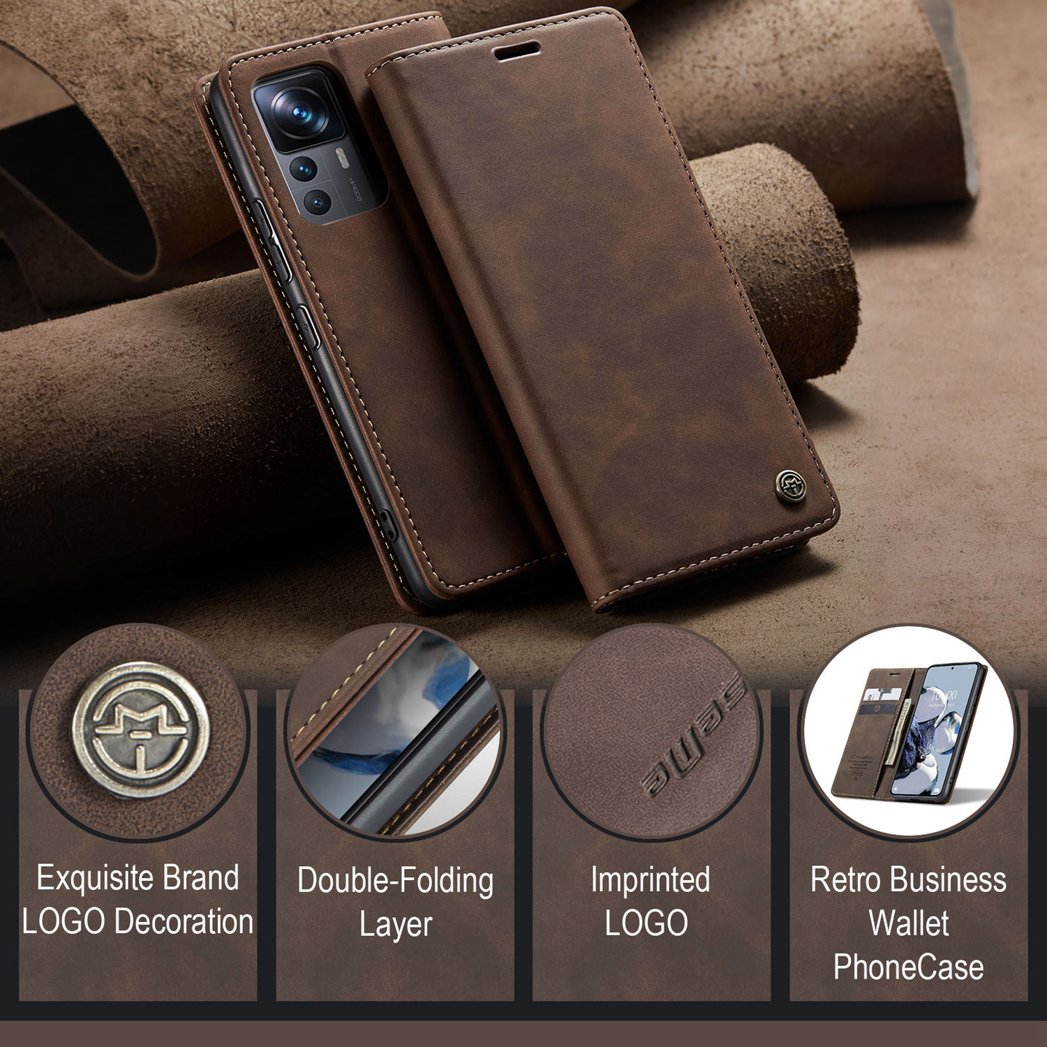ETFAST Leather Wallet With Card Holder Zipper Phone Case For Redmi K50 Ultra High Quality Leather Phone Case