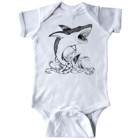 

Inktastic Great White Shark Jumping in Black Gift Baby Boy or Baby Girl Bodysuit