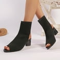 thumbnail image 5 of Mepaouo Knit Peep Toe Booties for Women Slingback Heel Ankle Boots Hollow Heeled Dress Sandals(Black,8), 5 of 9
