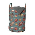 thumbnail image 1 of Christmas Laundry Bag, Hand Drawn Composition of Noel Elements Santa and Reindeer on Hearts Background, Basket with Handles Drawstring Closure for Laundromats, 13" x 19", Multicolor, by Ambesonne, 1 of 4