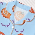 thumbnail image 4 of Elegyee Toddler Girl's Halloween Pajama Set Pumpkin Print Short Sleeves Top Shorts Kids Loungewear, Blue, Size 3-4, 4 of 8